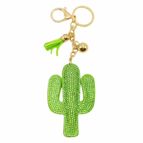 Cactus Plush Rhinestone Keychain - Picture 1 of 3